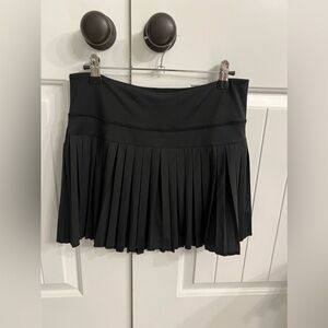 Pleated Gold Hinge Athletic Tennis Skirt with Shorts Underneath, Black Large
